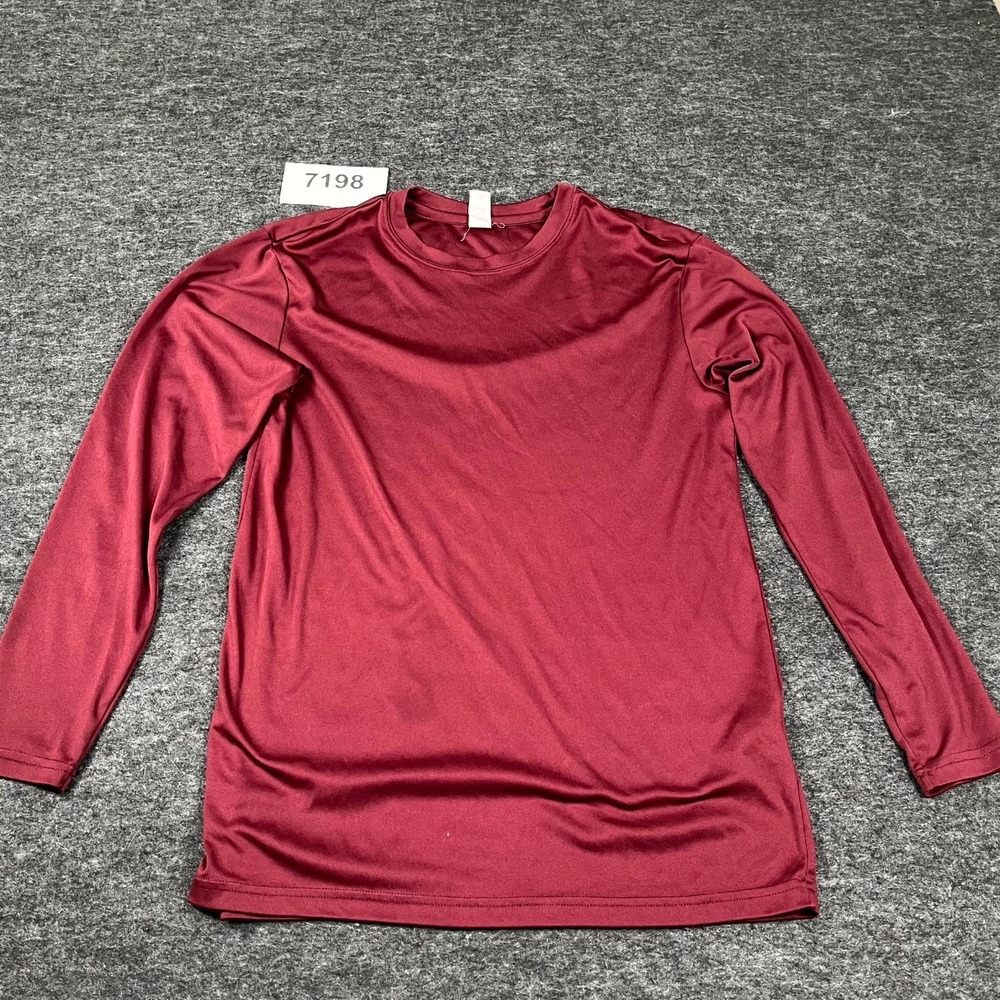 BAW Athletic Wear Shirt Mens Small Burgundy Crew Neck Long‎ Sleeve Performance